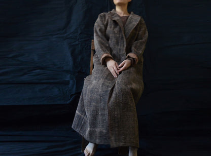 edoa Heavy Weight Distressed Mud Tussah Silk Coat