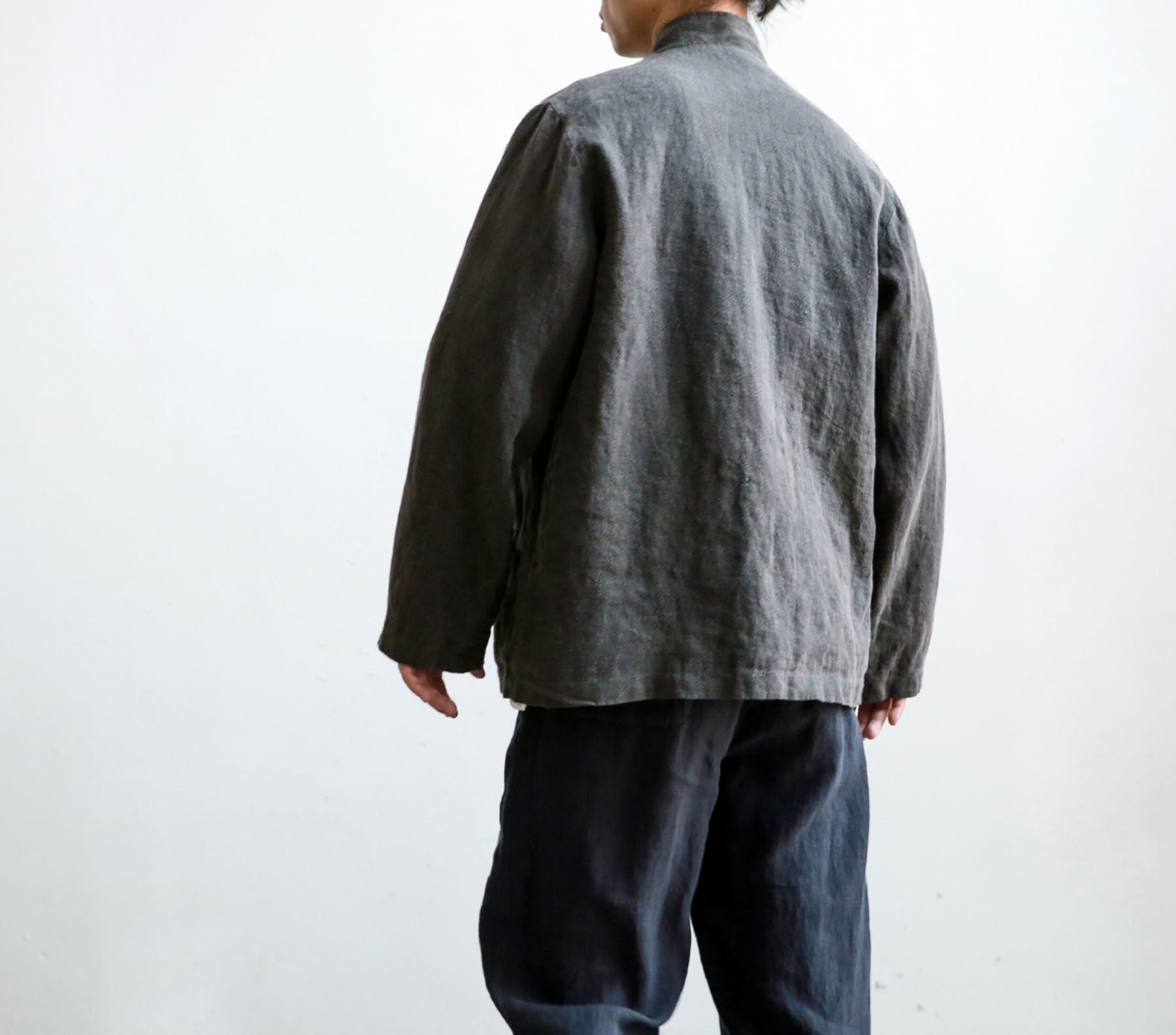 edoa Gray Washed Ramie Lined Jacket