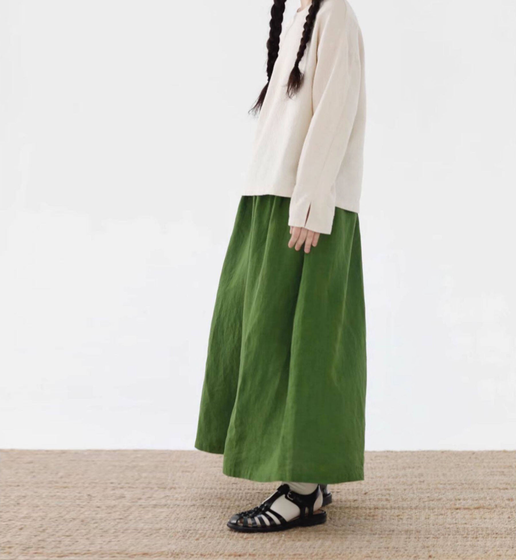 edoa Stone-washed Linen Wide Leg Pants 