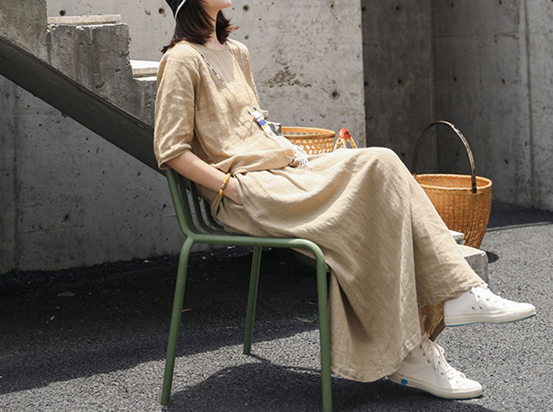 edoa Loose Distressed Linen Tee 
