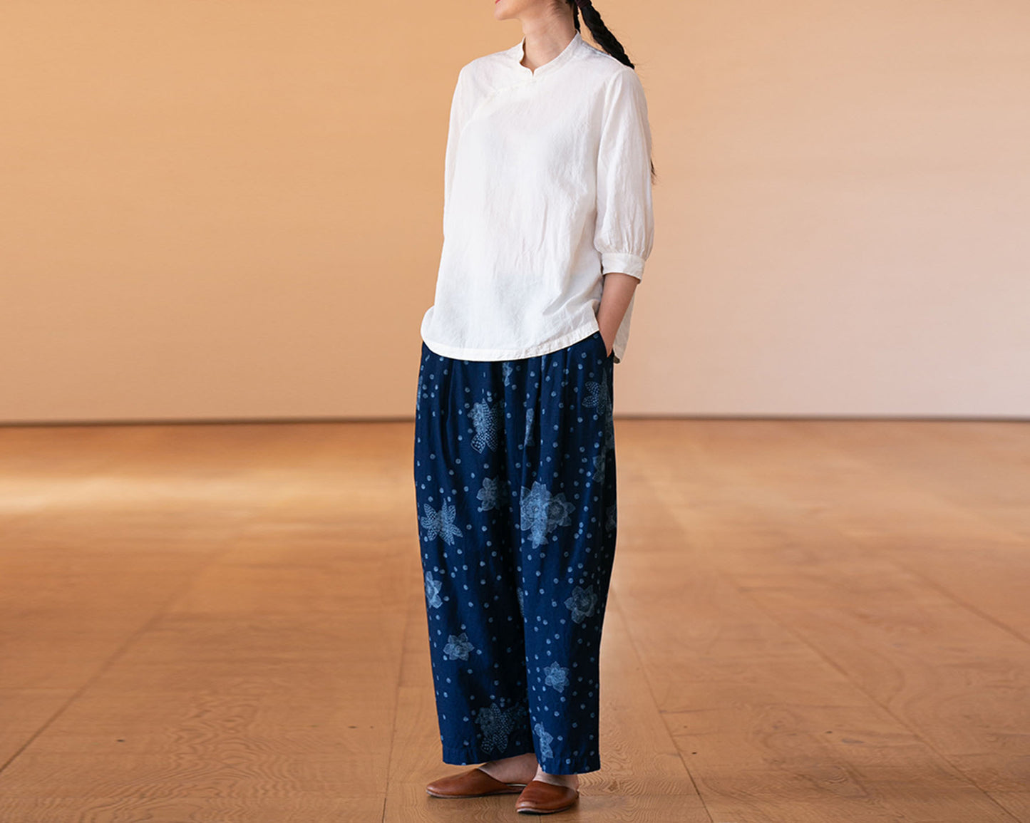 edoa Washed Linen Modified Qipao Top