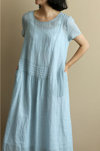 edoa High Counted Ramie Maxi Dress