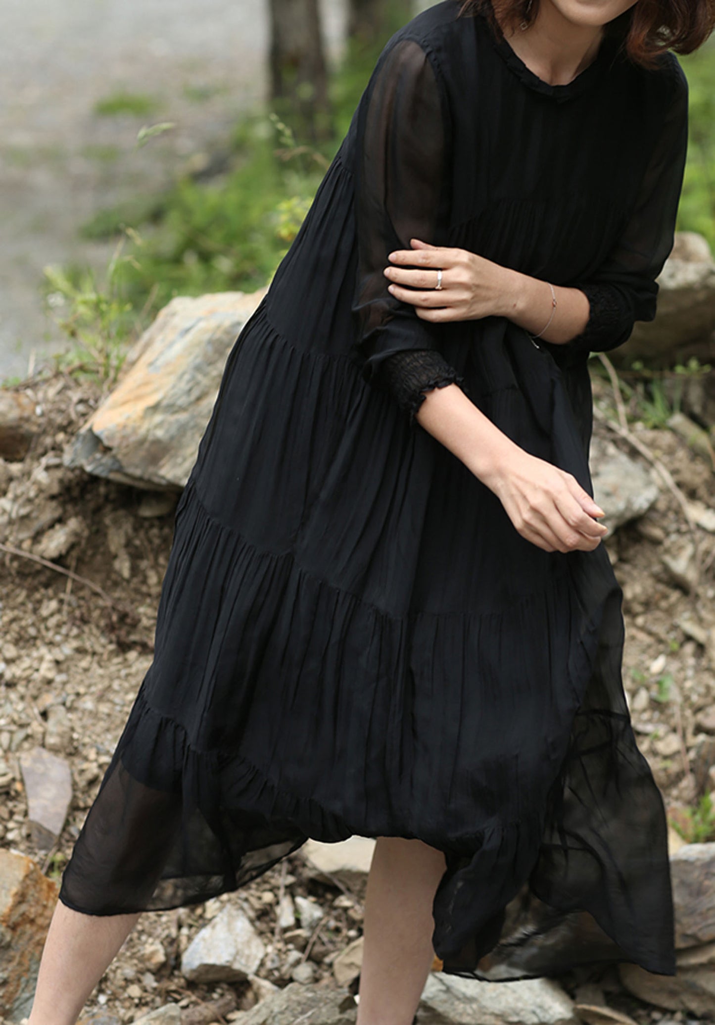 edoa Pink Silk Cotton Blend Prairie Dress