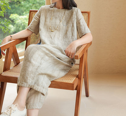 edoa Two Tone Crinkled Linen Shirt 