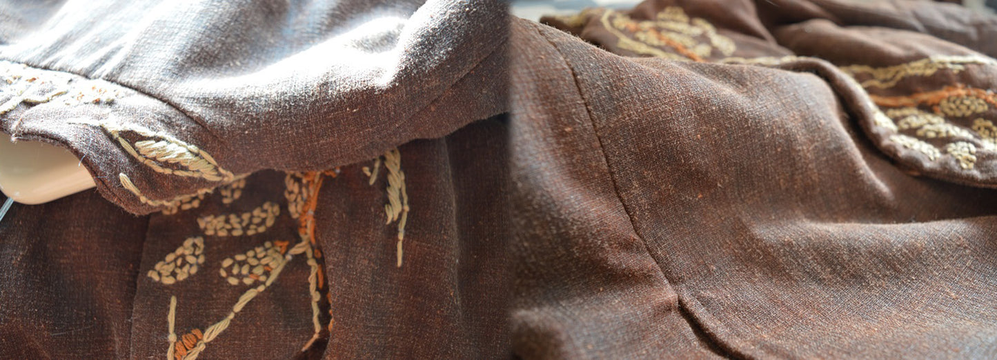 Pure Tussah Silk Padding Coat with Hand Embroidery co0211 398