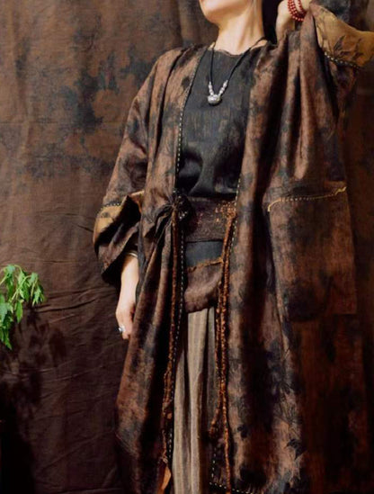 edoa Reversible Mud Silk Song Brocade Coat