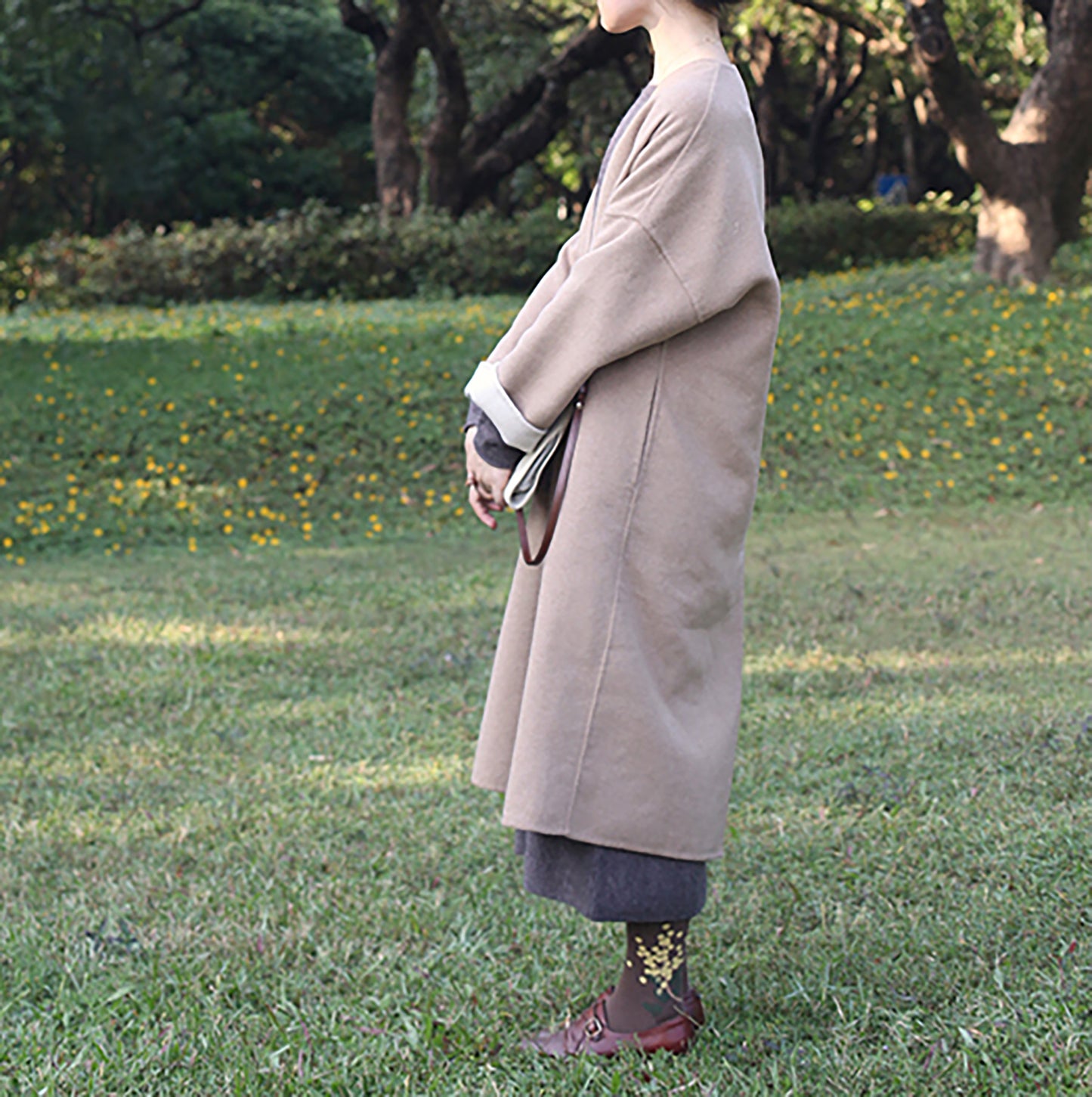 edoa Two-tone Double-faced Wool Coat