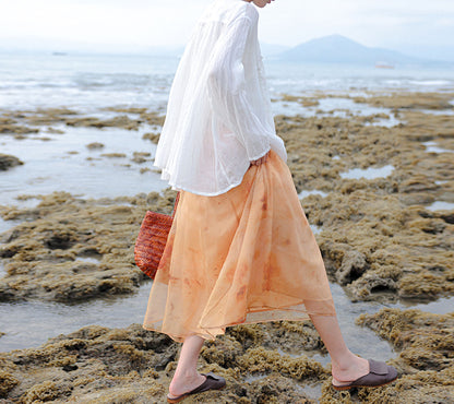 edoa Super Loose White Gathered Shirt
