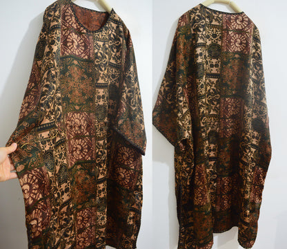 Reversible Printed Mud Silk Dress with Chinese Paper Cutting Pattern dr0142 X273