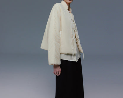 edoa Silk Velvet Quilted Crop Jacket