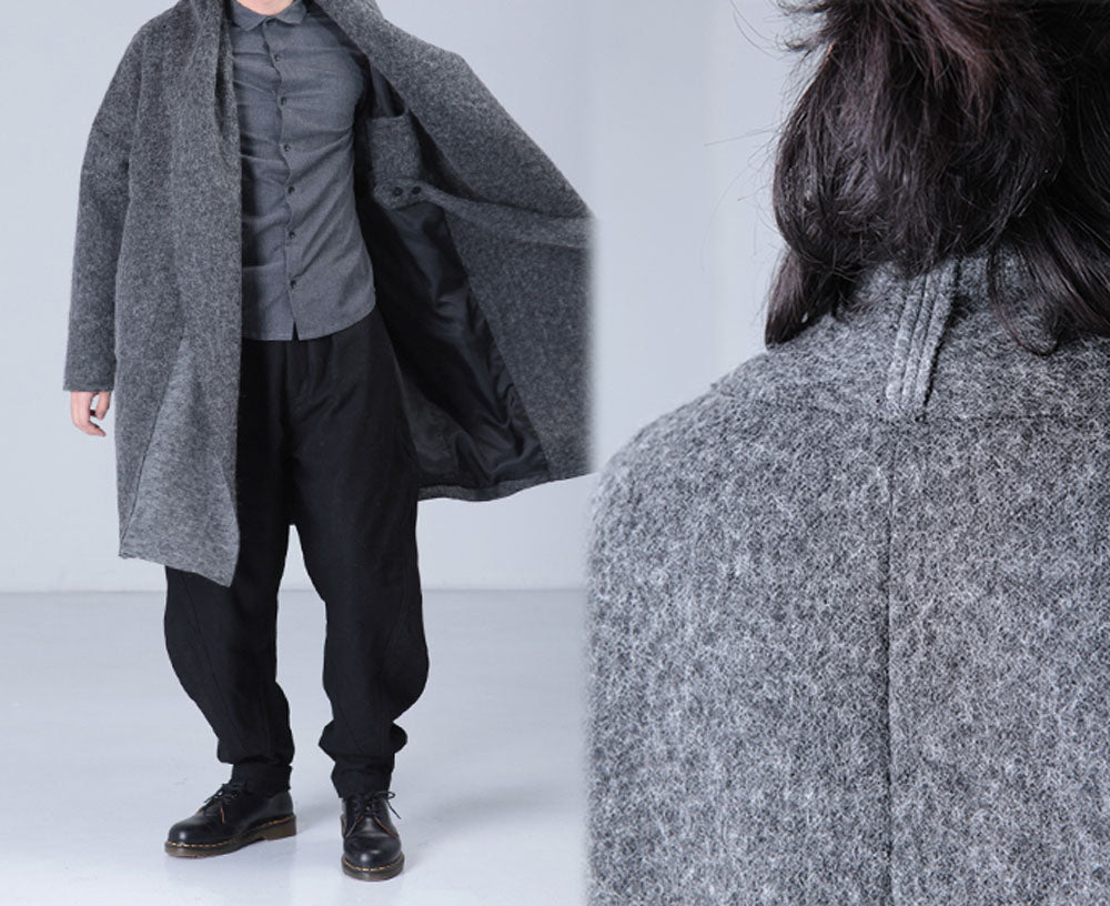 edoa Gray Knit Wool Coat
