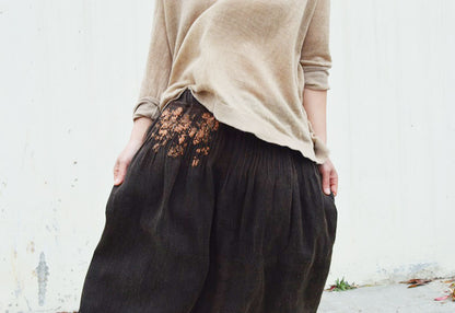 edoa Mud Tussah Silk Skirt with Hand Embroidery 