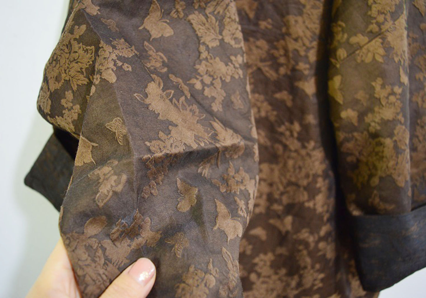 Plant Dyed Silk Wool Blend Jacquard  Coat co0164 A959