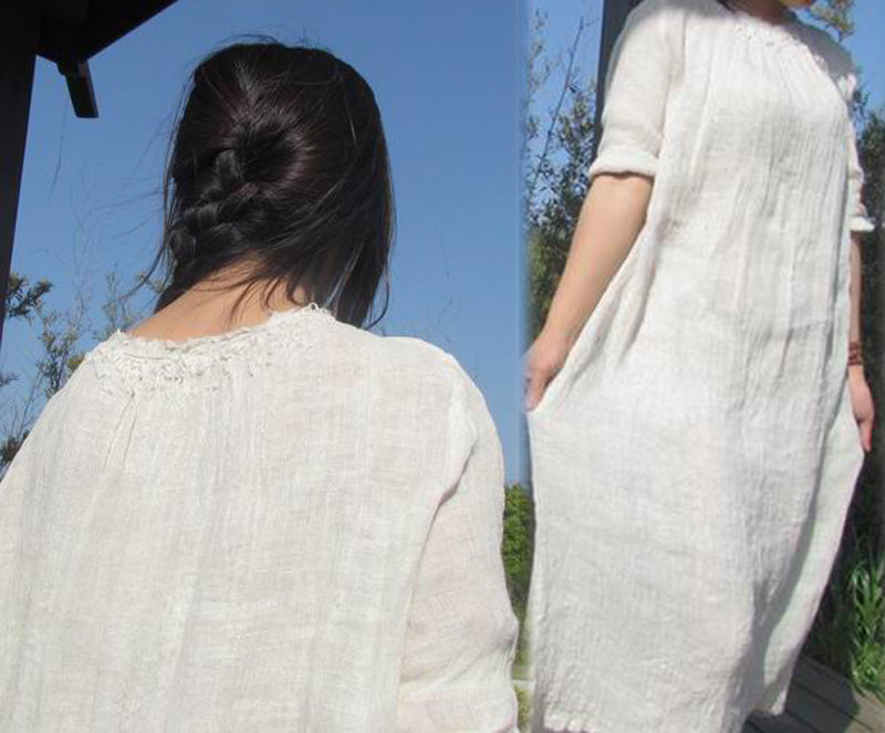 edoa Hand Embroidered Double layers Raw Edged Dress
