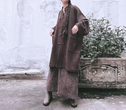 edoa Mud Tussah Silk Jacquard Chinese Coat