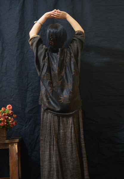 edoa Mud Silk Rayon Blend Jacquard Chinese Vest