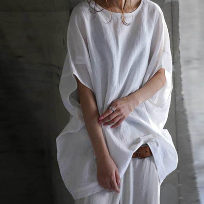 edoa Oversized Minimalist Linen Blouse
