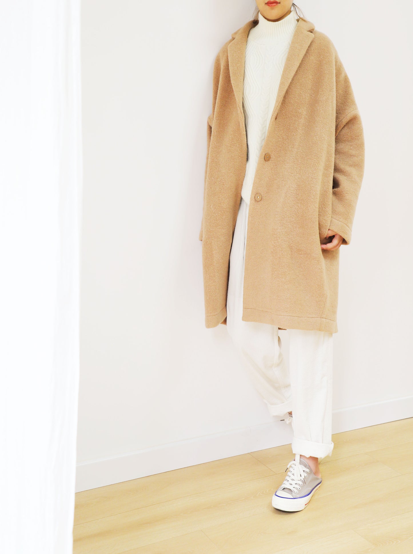 edoa Oversized Boiled Wool Cocoon Coat 