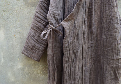 Loose Distressed Linen Cotton Blend Quilted Jacket ja0077 A336
