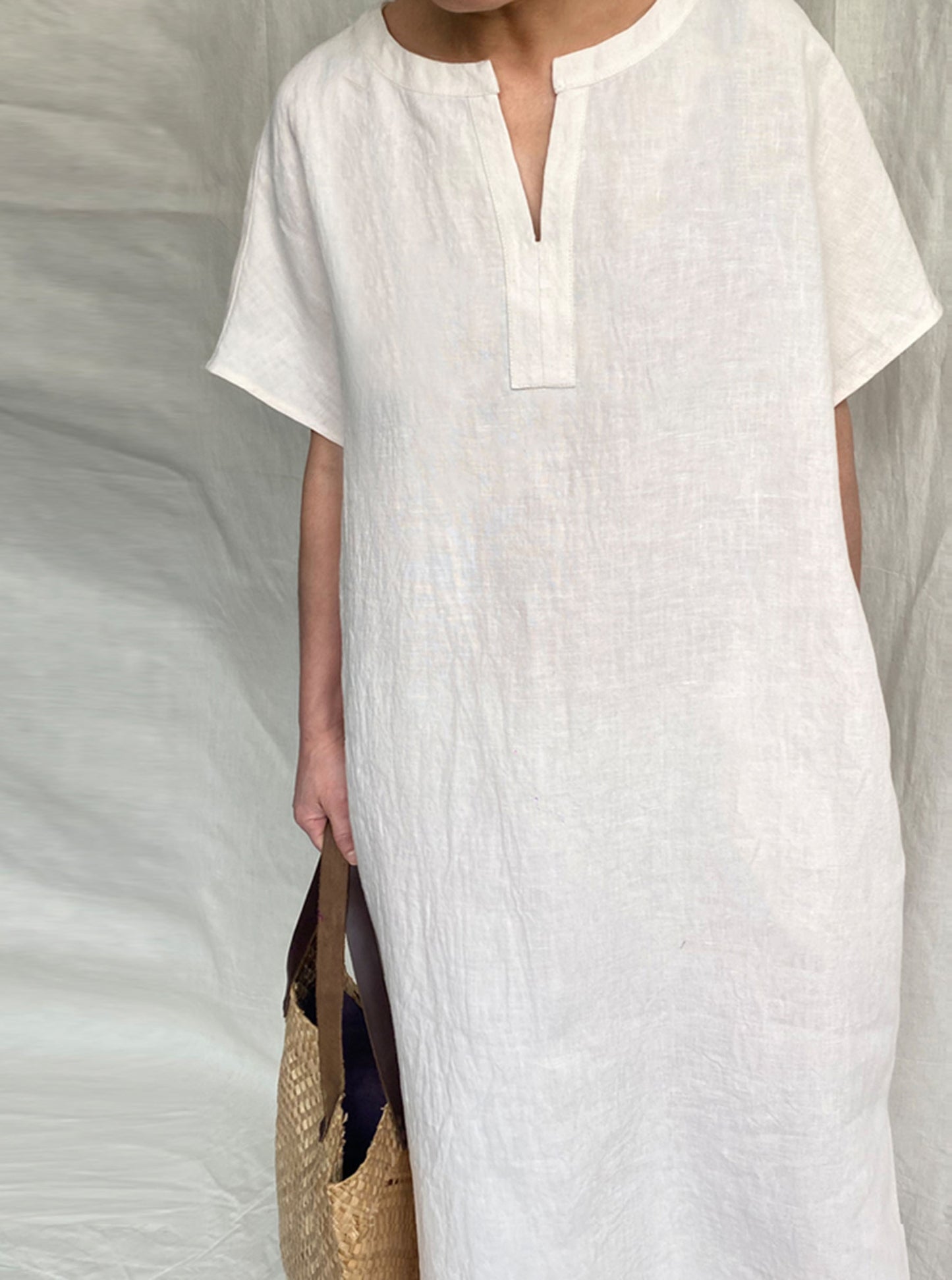 edoa Loose Linen Orient Tunic Dress