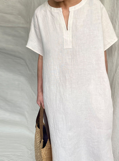 edoa Loose Linen Orient Tunic Dress