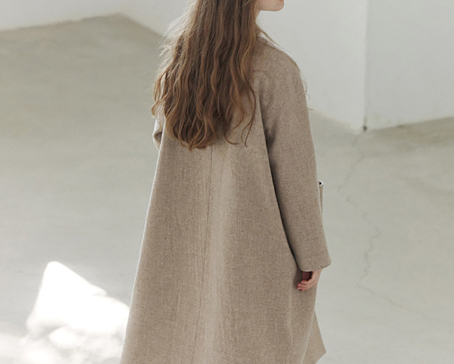 edoa Elegant V-neck Wool Long Coat