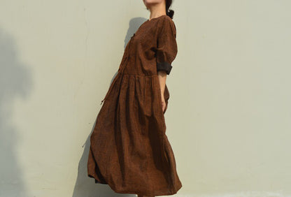 edoa Minimalist Cracked Mud Silk Dress 