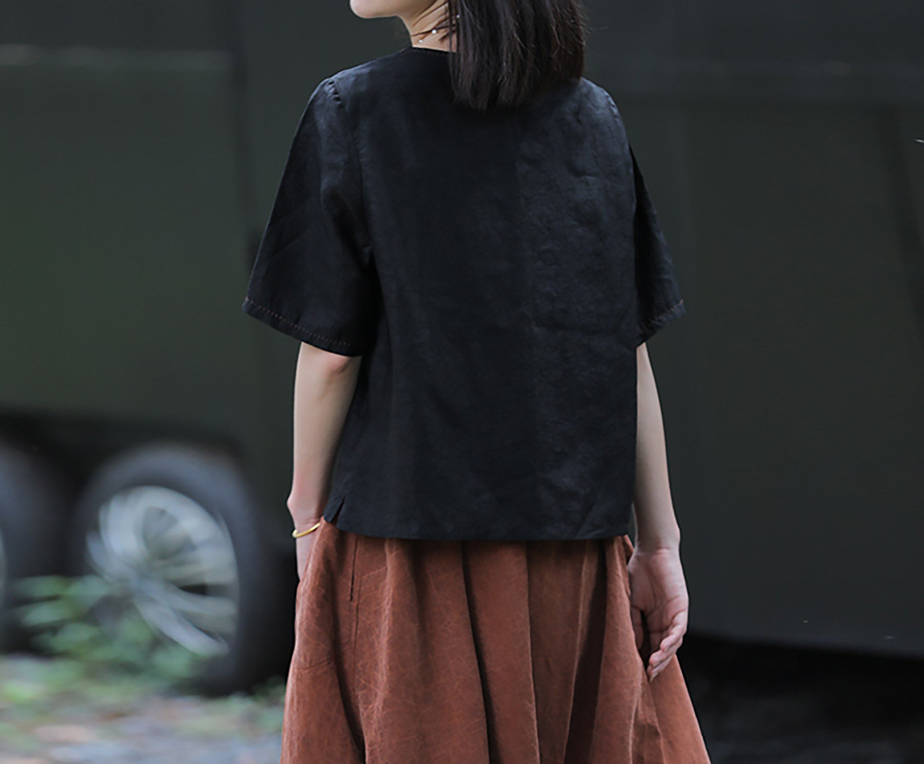 edoa Cracked Mud Silk Top