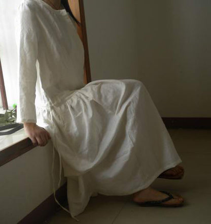white linen maxi dress edoa