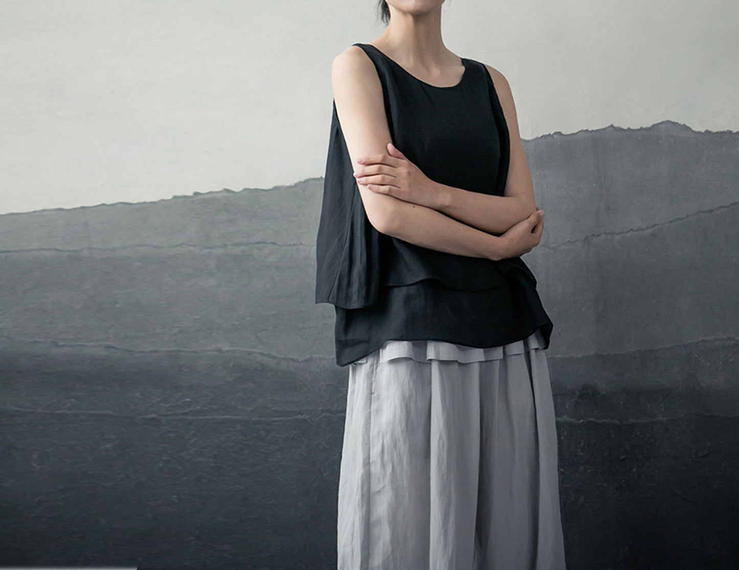 edoa Double-layer Ramie Tank Top