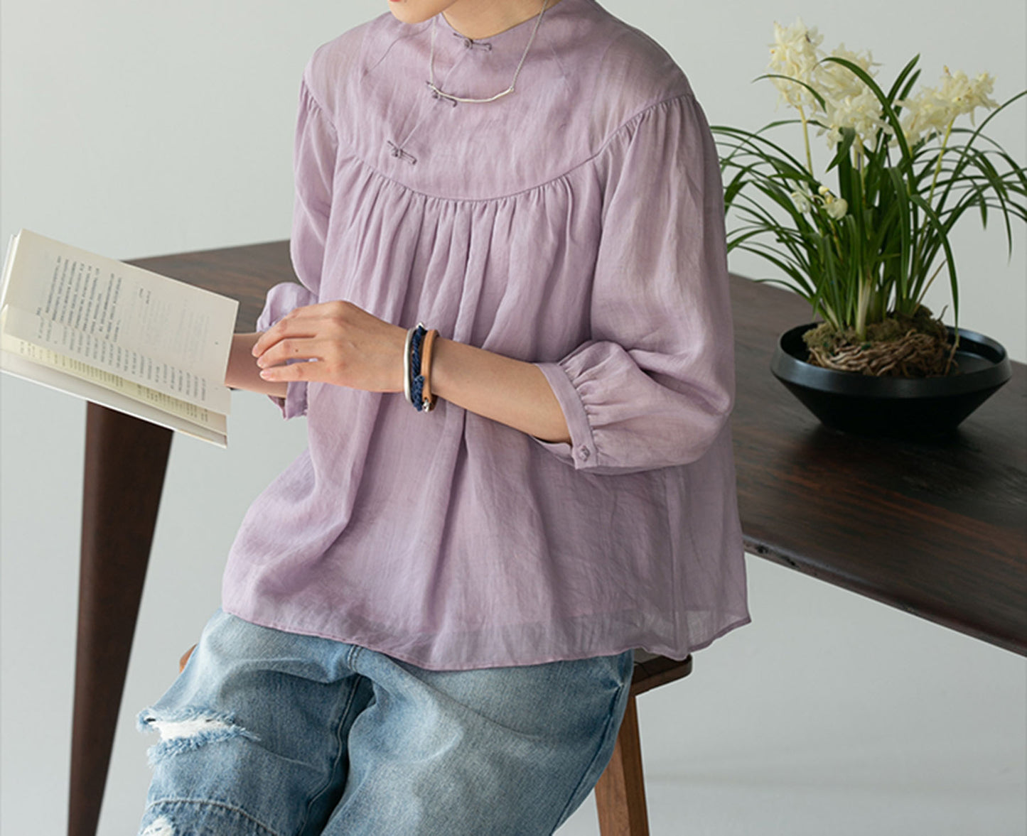 edoa Ramie Flared Top 