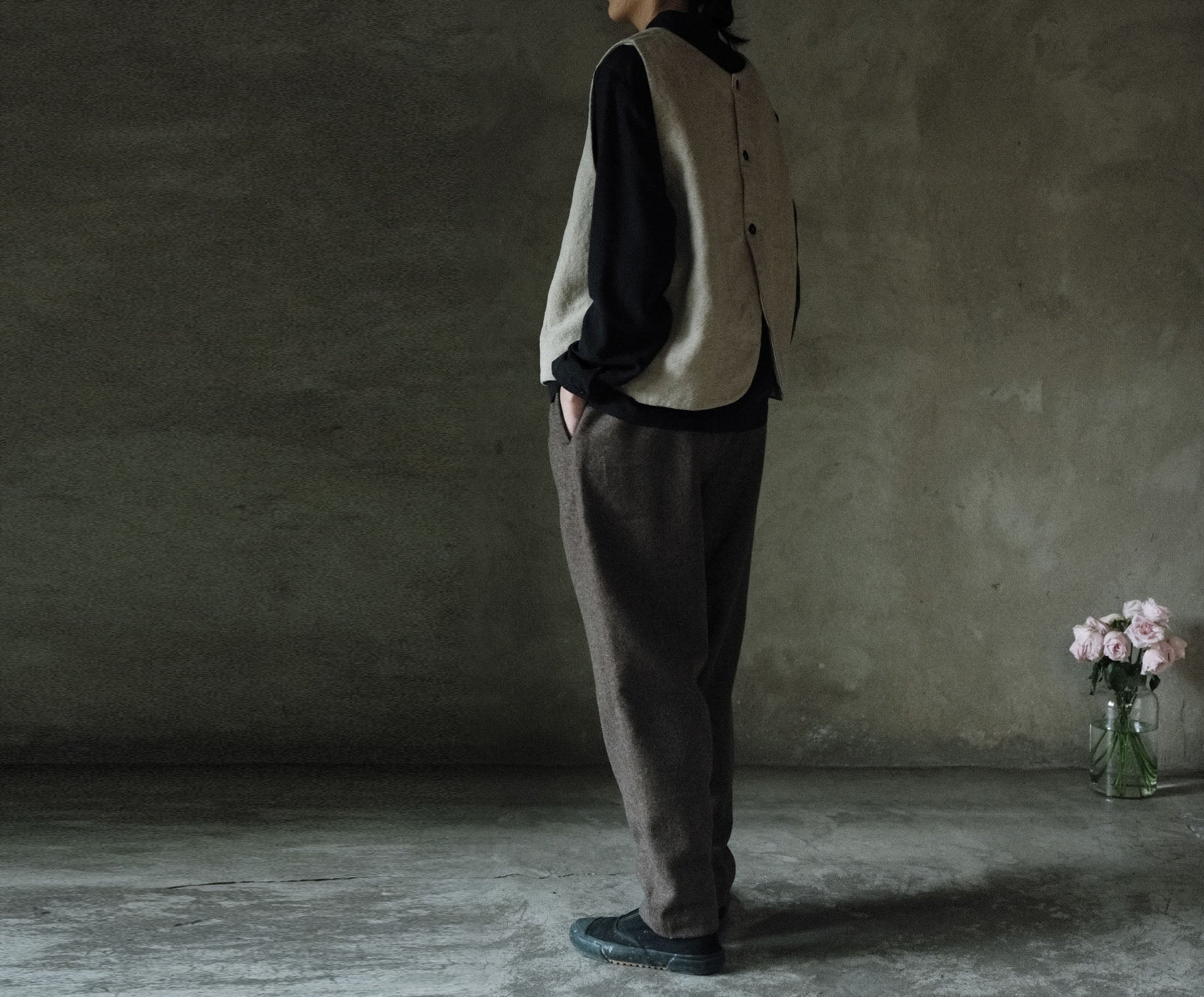 edoa Flax Linen Padded Vest