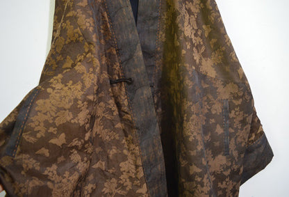 Plant Dyed Silk Wool Blend Jacquard  Coat co0164 A959