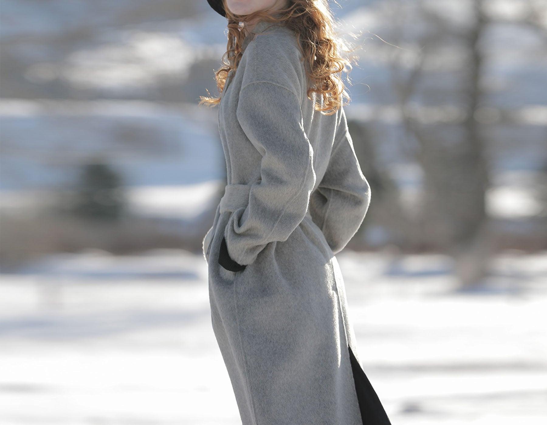 edoa Two-tone Double Faced Wool Coat