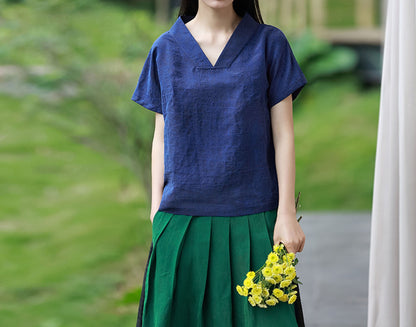 edoa Cracked Mud Silk V-neck Tee