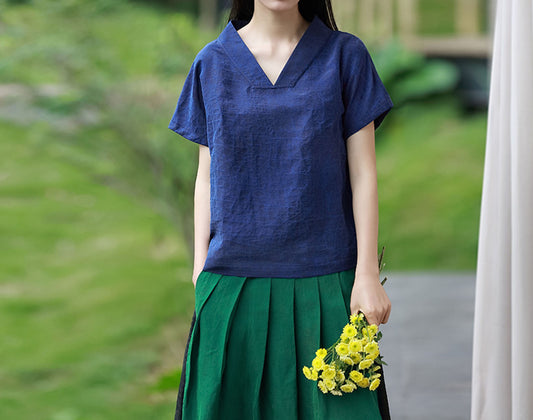 edoa Cracked Mud Silk V-neck Tee