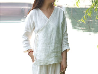 edoa Washed Linen Hanfu Top