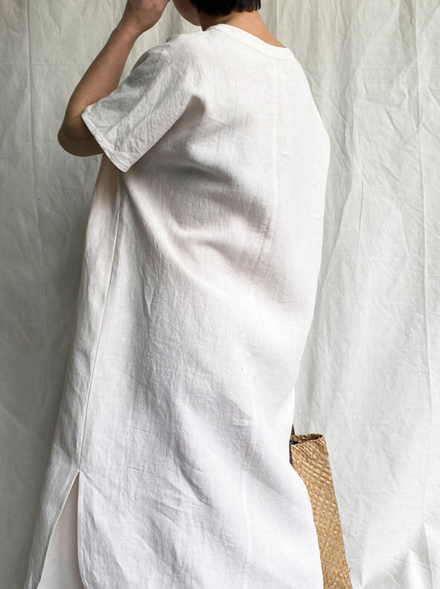 edoa Loose Linen Orient Tunic Dress