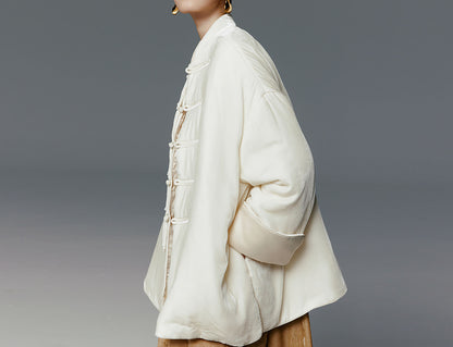 edoa Silk Velvet Quilted Crop Jacket