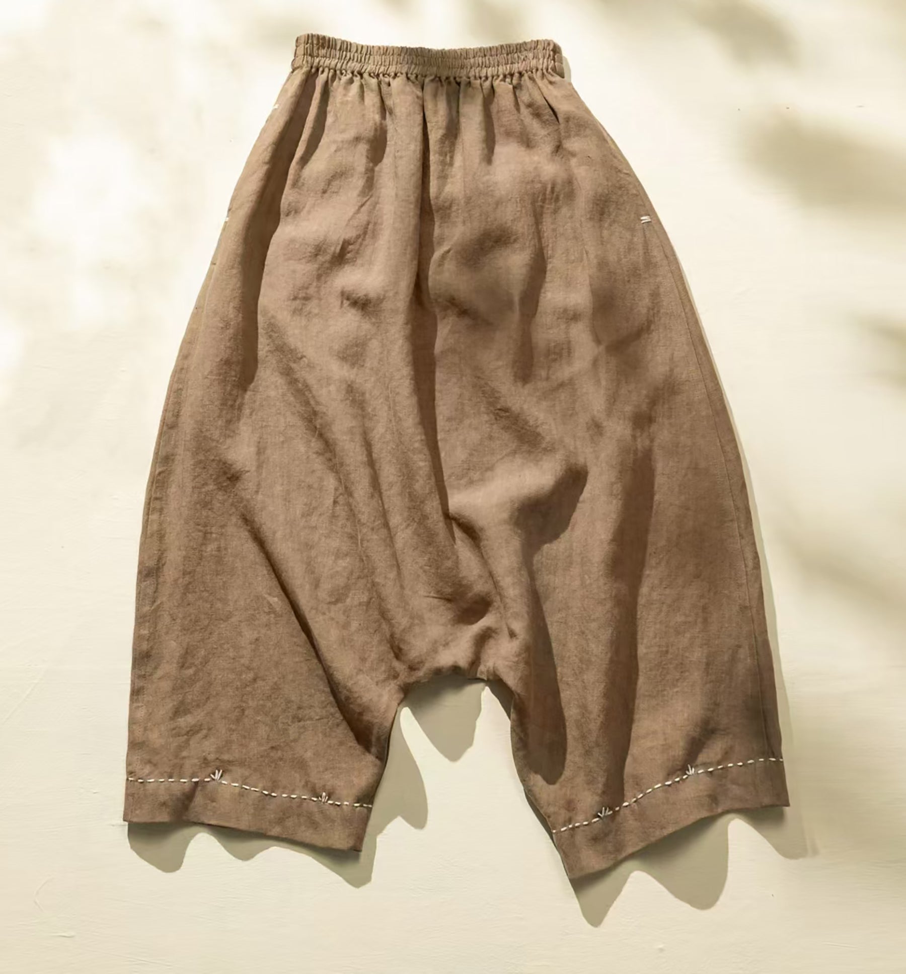 edoa Loose Drop Crotch Linen Harem Pants