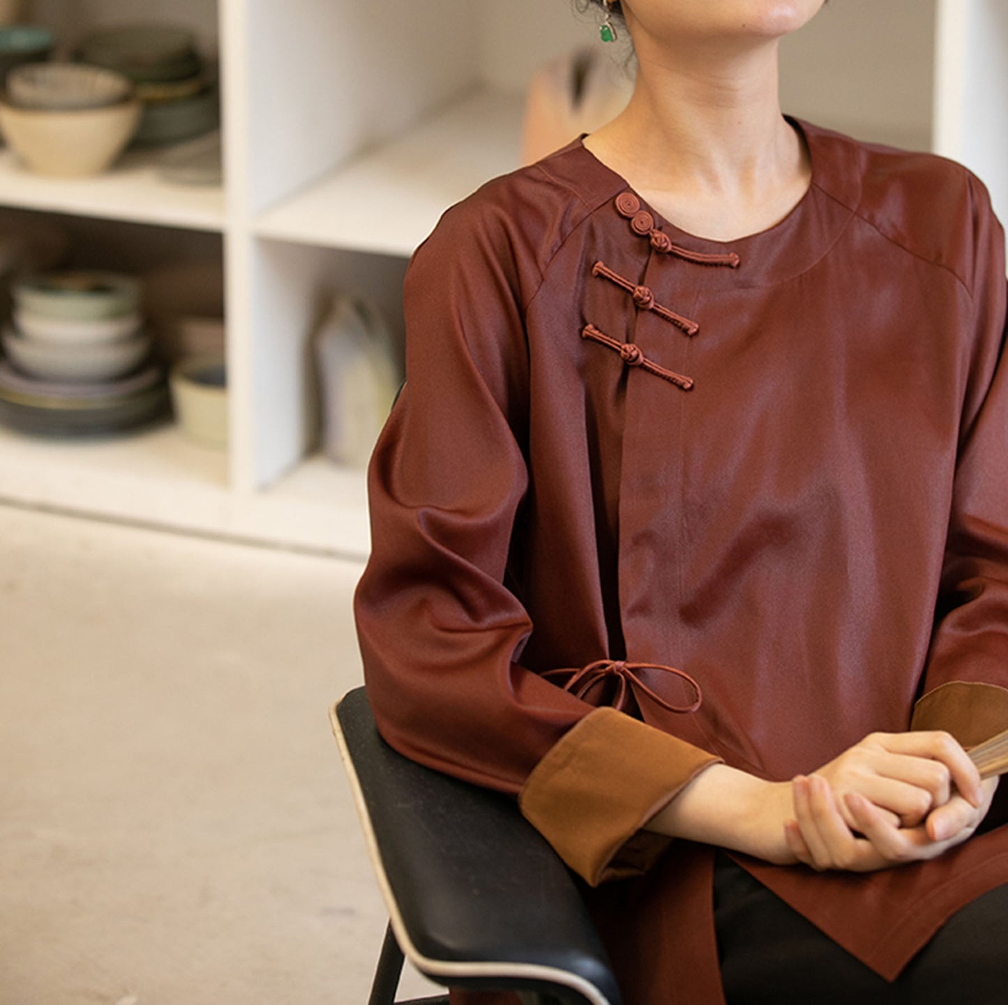 edoa Mud Silk Satin Blouse