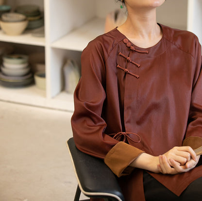 edoa Mud Silk Satin Blouse