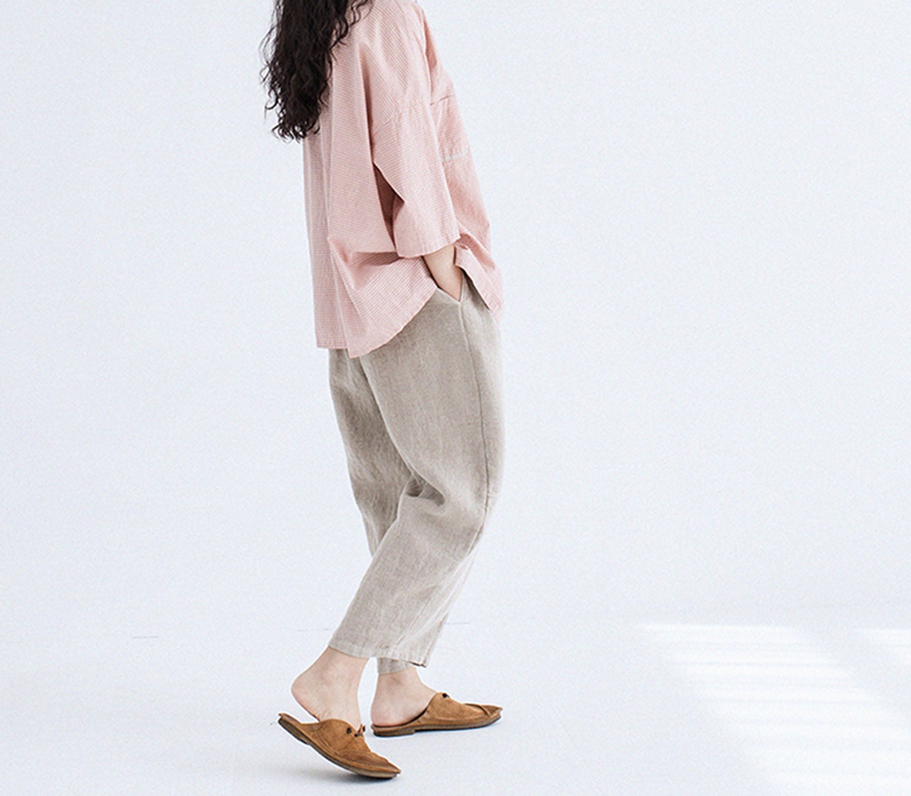 edoa Flax Linen Tapered Pants