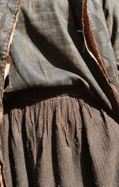 edoa Mud Tussah Silk Pintucked Maxi Skirt