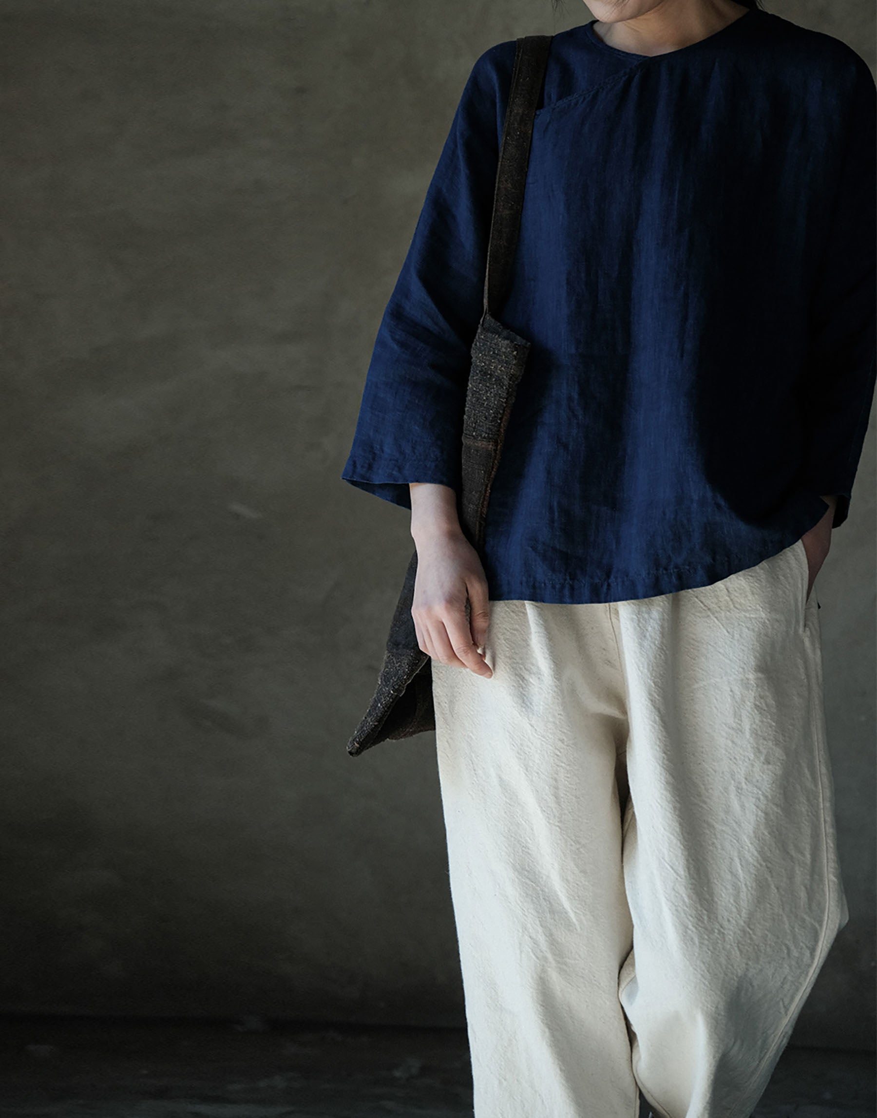 edoa Linen Bracelet Sleeve Chinese Shirt 