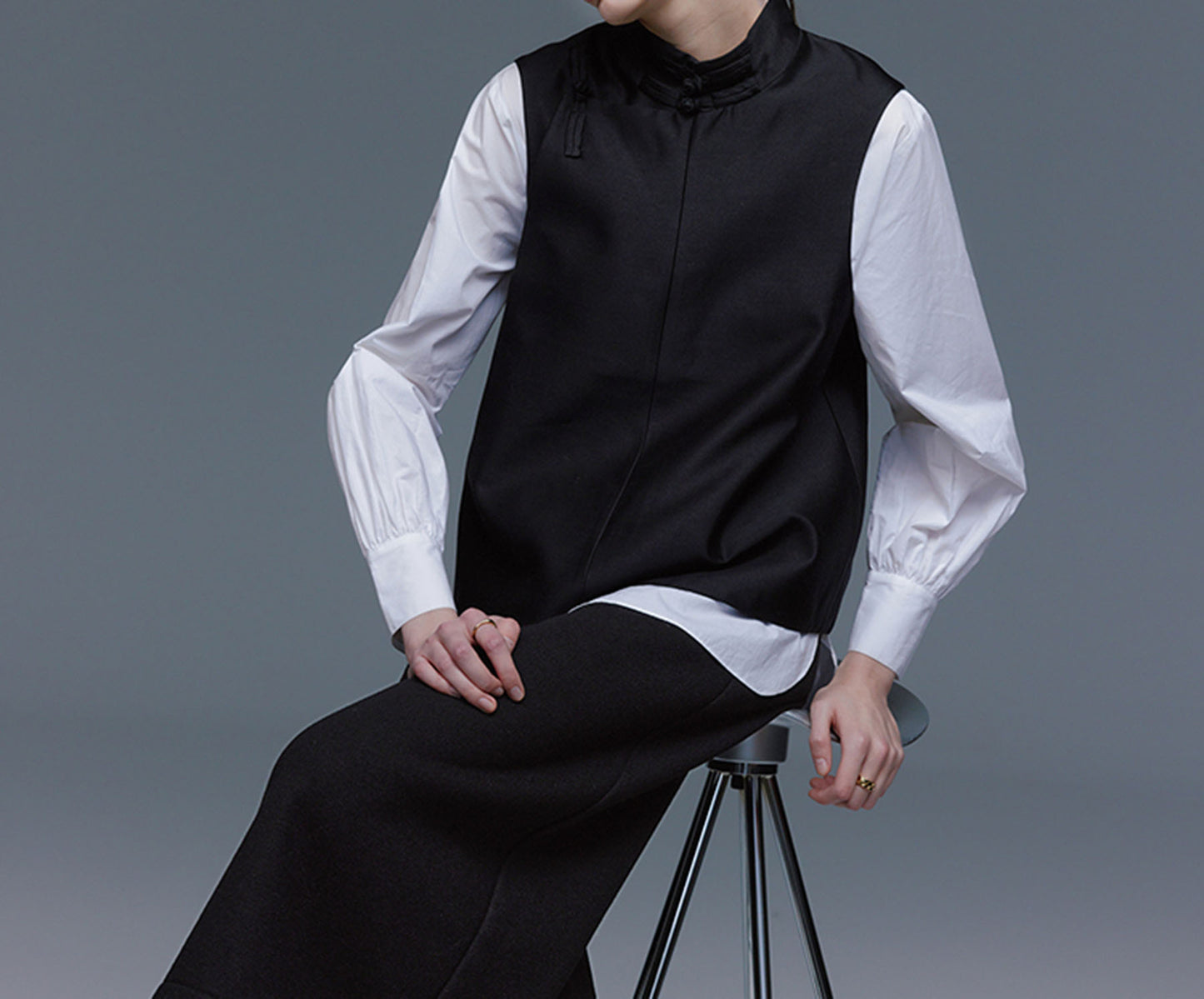 edoa Silk Taffeta Chinese Vest 