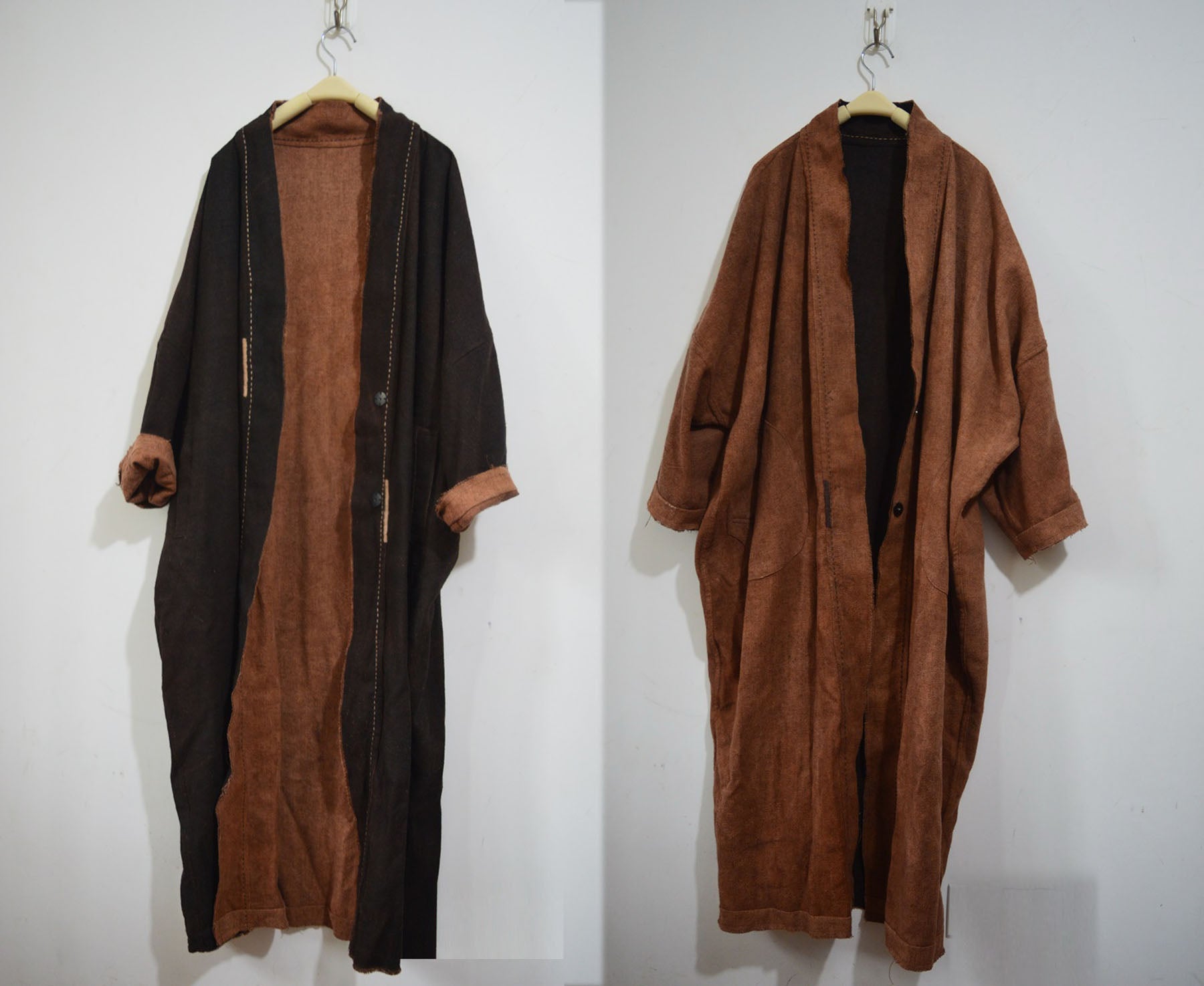 edoa Reversible Mud Tussah Silk Cardigan Coat