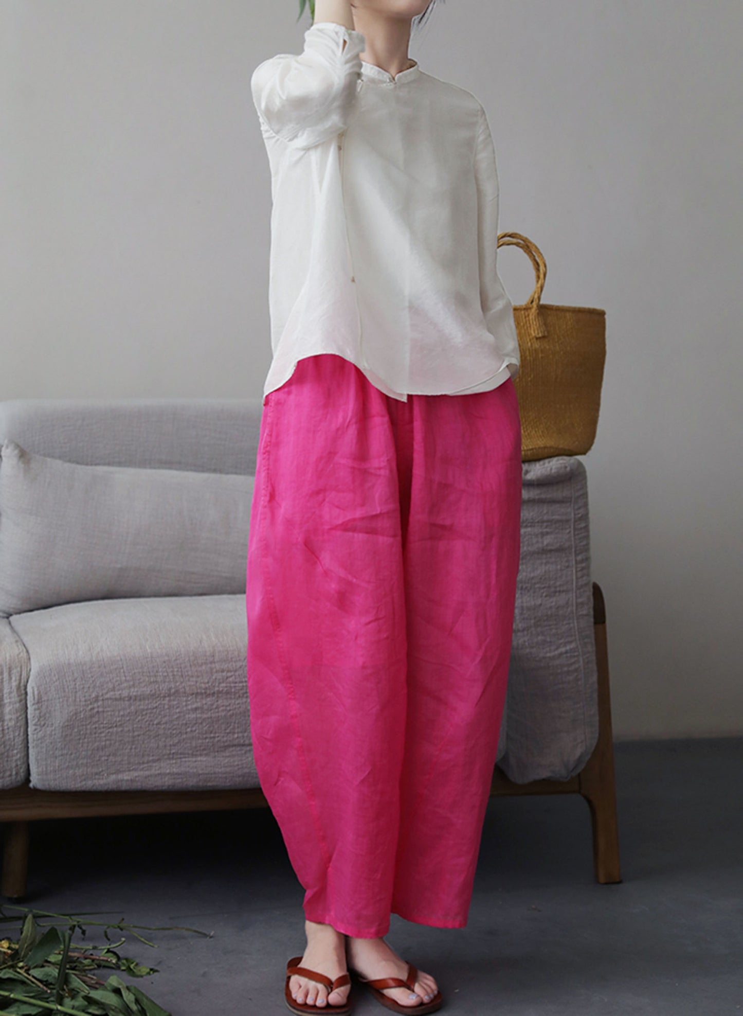 edoa High Counted Ramie Crop Pants