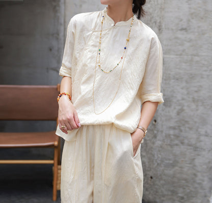 edoa Tussah Silk Qipao Top