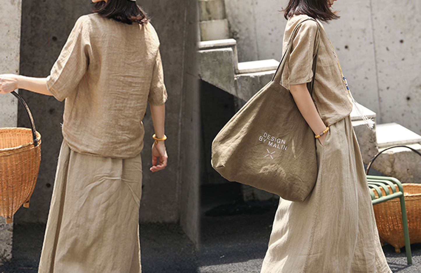 edoa Loose Distressed Linen Tee 